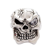 sterling silver men's diamond skull ring