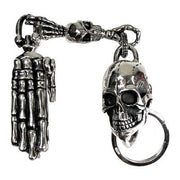 heavy skeleton hand silver keychain