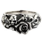 Skull and Rose Sterling Silver Gothic Ring