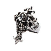 sterling silver snake head skull ring
